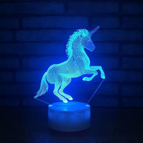 Burst textur bas 3d enhörning LED nattlampa 7 färg touch bordslampa present