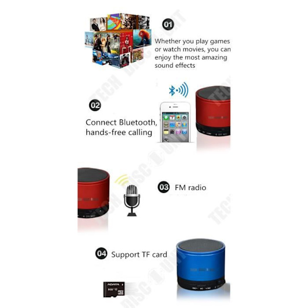 TD® Bluetooth-kaiutin vedenkestävä kannettava langaton auto pieni mikrofoni MP3-soitin musta valkoinen