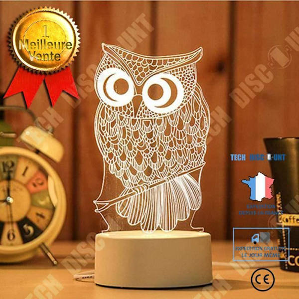 TD® Bordlampe Ugle 3D Akryl Nattlampe Indretning USB Opladning Nattelys Lampe Moderne Belysning