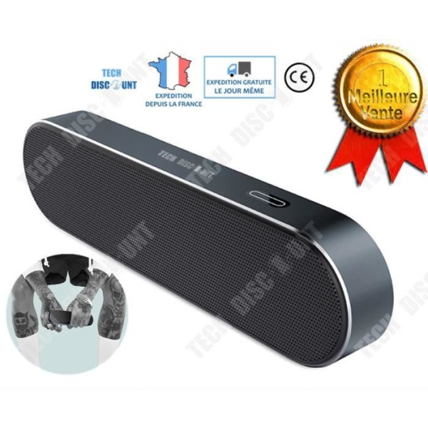 TD® Bärbar högtalare Bluetooth-högtalare svart usb-ingångsdesign Trådlös dubbel baffel Stereo vattentät högtalare kvällsresa