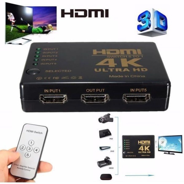 Activity-3D 4K 5-portar HDMI Switch Switcher Splitter Splitter Hub Pr DVD HDTV 1080P