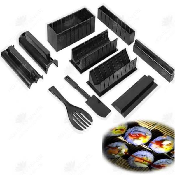 HTBE® Mørk hjemmefabrikeret sushi værktøj risbold form sushi maskine sushi maskine tang ris værktøj 10 sæt værktøjer