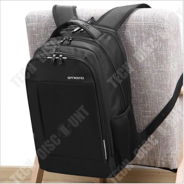 TD® COOLBELL Rygsæk til bærbar computer 15,6 tommer + USB-opladning, Nylon, Unisex, Sort