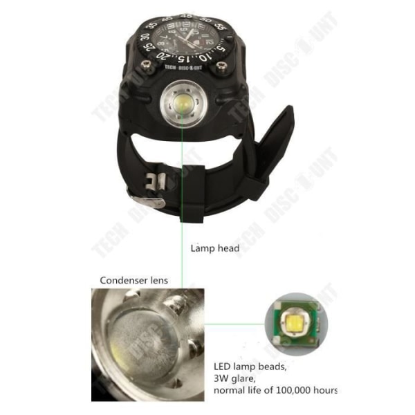 TD® Armbandsur multifunktionell laddningskompass utomhussport natt 3W ljus usb armband mode bärbar laddningslampa