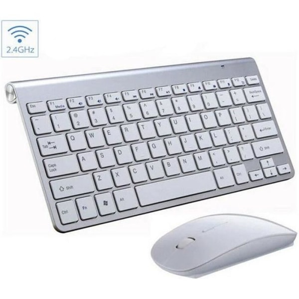 Mini Wireless Bluetooth Ultratunt trådlöst tangentbord och mus, surfplatta Kontorsmaterial Android Windows IOS|Silver