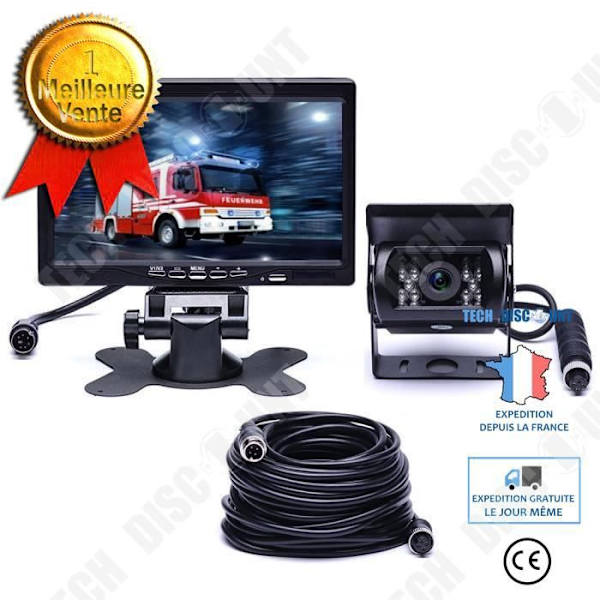 Kablet bagkamera med 18 IR LED nattsyn 7" TFT LCD monitor til RV-Bus-Truck-Trailer-Caravan (Ex-kabel)