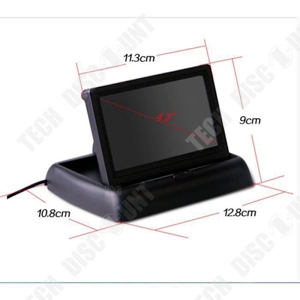 TD® Bakspejlskamera til bil 170° 8LED natkamera & 4.3" foldbart LCD-monitor Bakspejlskamera med monitor til bil