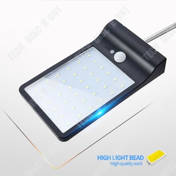TD® Solcellelampe 36 LED med digital bevægelsessensor LED/sollys have/automatisk udendørs belysning - Sort