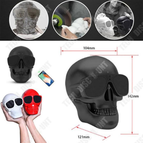 TD® mini langaton bluetooth-kaiutin punamusta pääkallo Halloween naamiaisasun koristelu tietokoneille porta röd svart