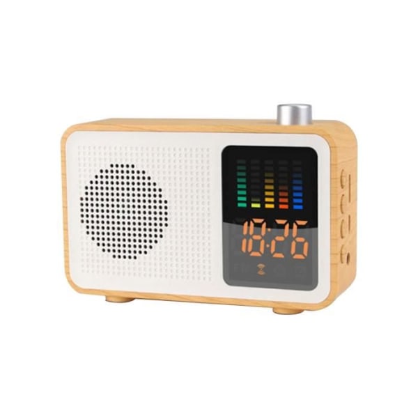 MIABOO Retro Wood Color Trådlös Bluetooth-högtalarradio med tidsdisplay MZH90223283BW