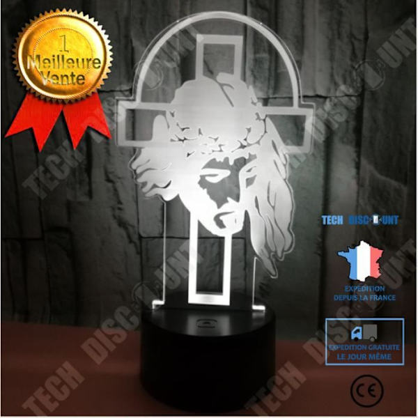 TD® Ny Jesus Kryds 3D Natlys Farvede Lys Berør Thanksgiving Gaver 3D Illusion Lille Bordlampe