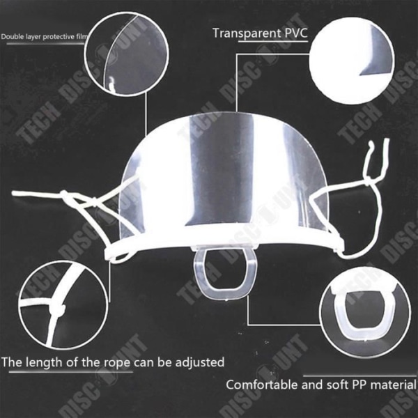 TD® genomskinlig vit plast dammtät stänkrespiratortillbehör för Chef Hotel Canteen Pack om 50