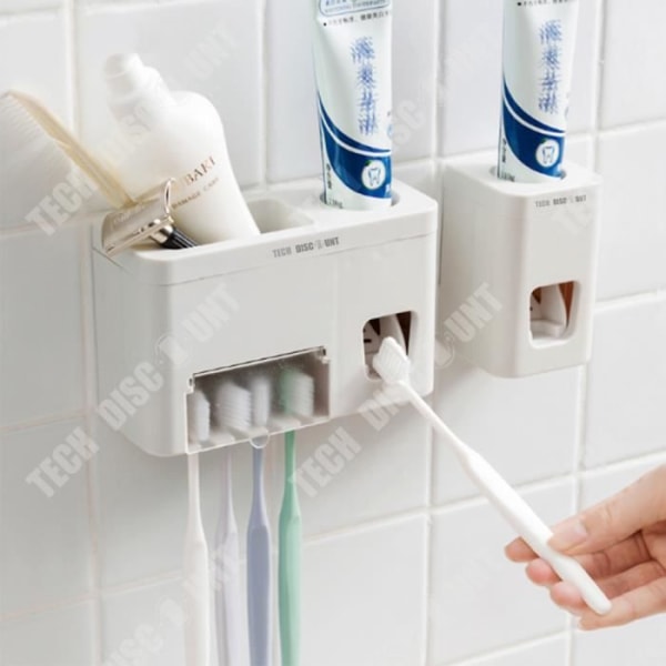 TD® Tandkrämshållare Monterad Automatisk Dispenser Väggmonterad Tandborsthållare Förvaring Badrum Dusch Renlighet Bekvämt