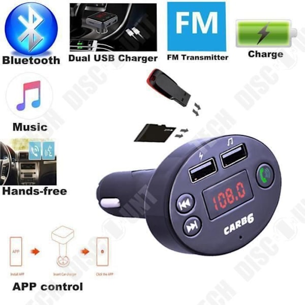 TD® FM-transmitter til bil - Dual USB trådløs BT4.1 - Håndfrit kit oplader transmitter FM MP3-afspiller A2B2LLY80719106 381