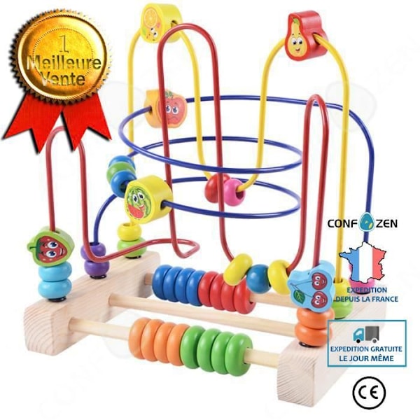 CONFO Barnbollbana Trä Montessori Abacus Maze Games Fruktpärlor Kreativ leksak Födelsedag Julfest Present