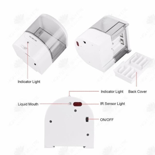 HTBE® Infraröd sensor för hushållsbadrum Tvåldispenser Plast Väggmonterad handdesinfektionsflaska