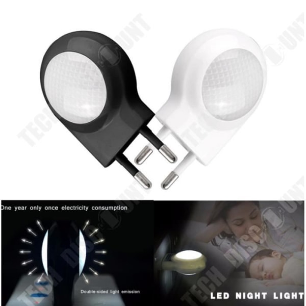 TD® 0,7W Mini LED-nattlampor med ljussensorkontakt, automatisk sensor, babybarnrum, vit, 2 st