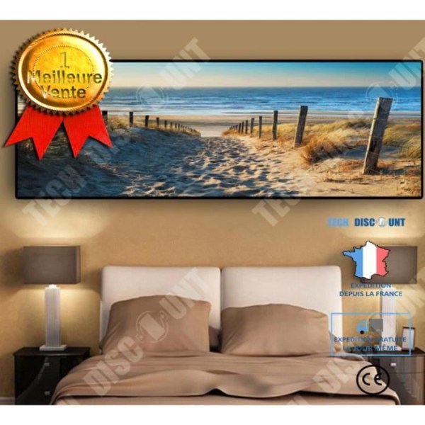TD® Modern Ocean Beach Sea Road Canvastryck Modern heminredning Väggkonstbild oinramade tryck 50x150 cm
