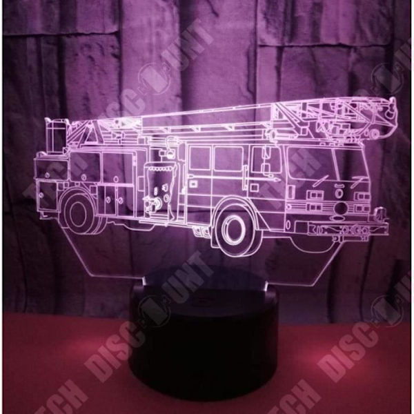 TD® Dekorativ touch-optisk lampe 7 farver illusion optisk - brandbil - lavt forbrug USB-kabel eller 3 AA-batterier