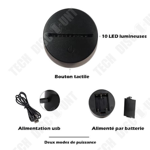 TD® Optisk bordslampa dekorativ touch 7 färger optisk illusion pterodactyl modell lågförbrukning USB-kabel eller 3 AA-batterier