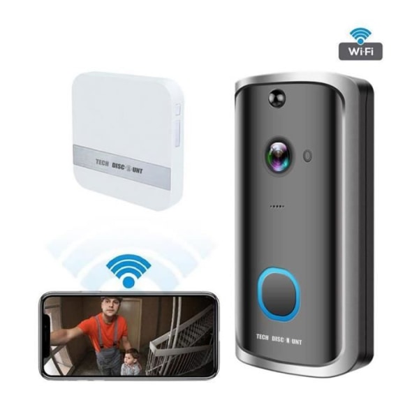 Smart WiFi trådlös videodörrklocka - TEKNISK RABATT - Röstintercom - Night vision - 166° - 48 dB