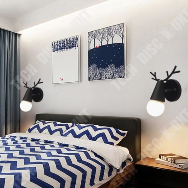TD® Modern Retro vägglampa i trä, lämplig för barnrum, vardagsrum, nattduksbord, blå (utan E27-lampa)