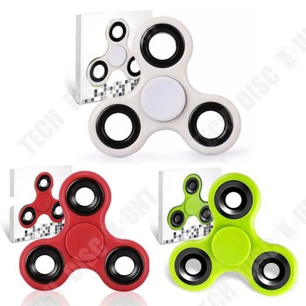 TD® Set 3 Fidget Spinner-Triangelleksak För vuxna Barn- Fingerleksak- Dekompression- Anti Stress VIT - GRÖN - RÖD