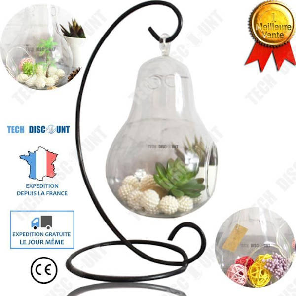 TD® Vase dekoration design i klart glas smedet jern bryllup kontor i potte kreativ hængende kugle gave pynt blomster origina