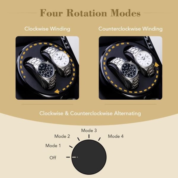 Gåva för män Automatisk upprullare Lyxklocka Rotation Noll magnetisering Tyst