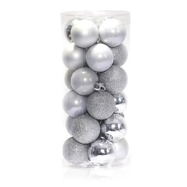 TD® 24 ST 4 cm Moderna glänsande julgran/kulor Bröllopsfest Hängande prydnad Juldekoration Tillbehör Silver