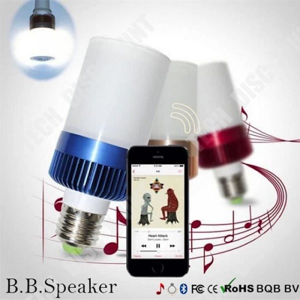 TD® glödlampa med högtalare Bluetooth-högtalare LED Music E27 110V 220V 6W LED för smartphone - iPad musiklampa Röd