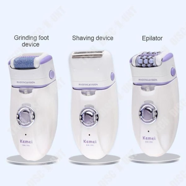 TD® KEMEI-1981 elektrisk epilator för kvinnor multifunktions epilator & trimmer & pedikyr & ansiktsfots benrakapparat, 3 i 1 uppladdningsbar