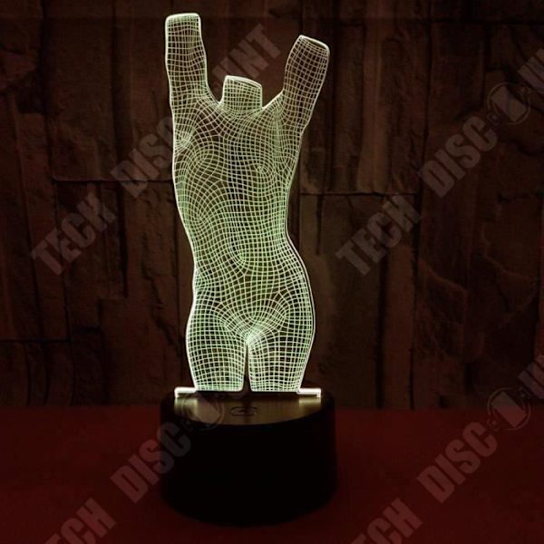 TD® Tactil dekorativ bordlampe 7 farver optisk illusion - model krop - lavt forbrug USB-kabel 3 AAA-batterier