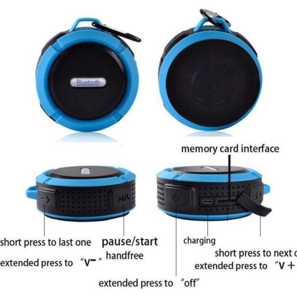 Langaton Bluetooth-kaiutin - HIGH-TECH & HYVINVOINTI - C6 - 5W - Sininen - Hands-free-toiminto Blå