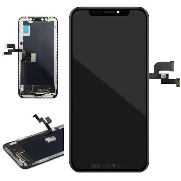 Sort til iPhone X sort berøringsfølsom LCD Retina - Komplet kit med værktøj, magnetisk skabelon og nemt at installere tætningsløsning.