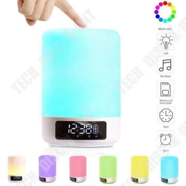 TD® Multicolor trådlös bluetooth-lampa högtalare kompatibel multifunktions LED-lampa 4 ljusstyrka intensiteter avkopplande atmosfär