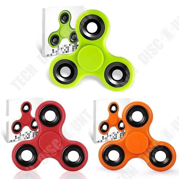 TD® Set 3 Fidget Spinner-triangelleksak för vuxna barn- fingerleksak-dekompression, anti-stress GRÖN - ORANGE - RÖD