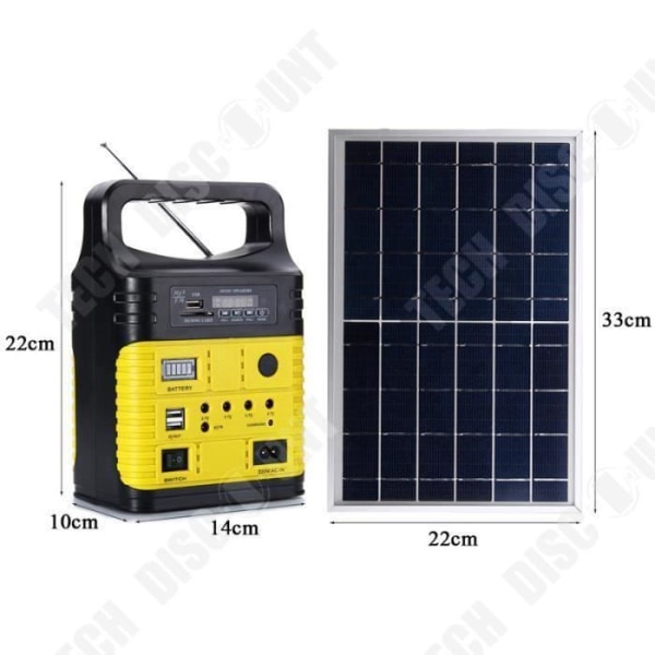TD® Solar System Kit DC Panel USB Generator Laddare för campingtelefon + 3 GULA glödlampor