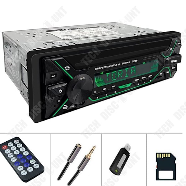 TD® Bluetooth bilradio 12V bil MP3 bluetooth afspiller håndfri farvet lys lyd central kontrollering radio F