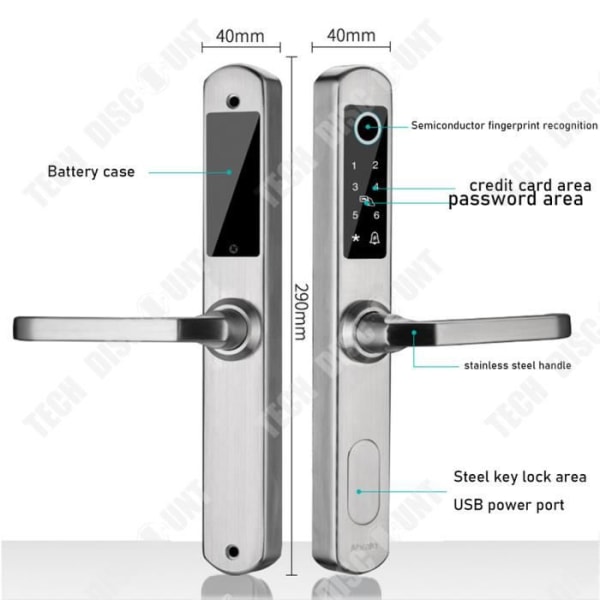 TD® 304 rostfritt stål trasig bro aluminium wifi vattentätt smart dörrlås fingeravtryck lösenordslås