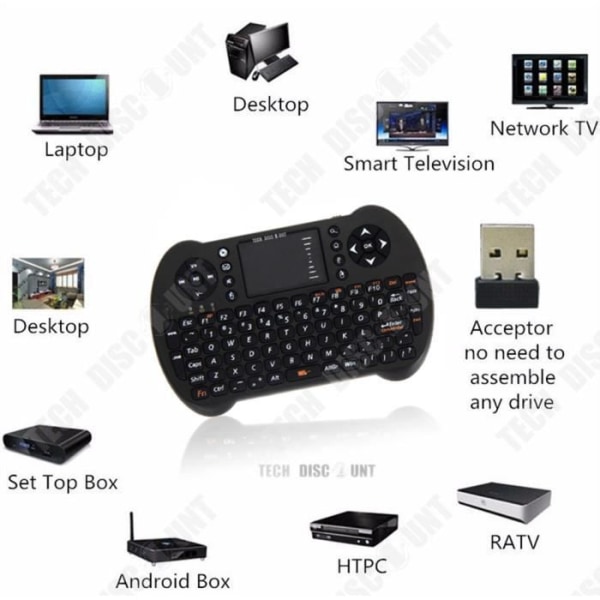 TD® Mini QWERTY trådlös tangentbord mus datornavigering hållbar pekplatta USB-mottagare port skönhet ansluta digital takti