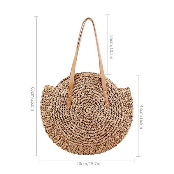 Strandtaske - UMIWE - Lys kaffe - Strå - 40x43cm - Kvinde Lätt kaffe