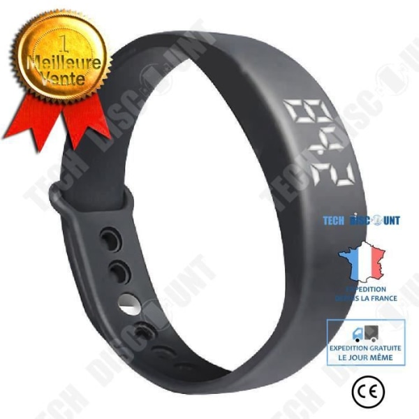 TD® 5W multifunktionell LED Smart armbandsur/sportstegräknare Sömnövervakning Smart silikonrem (svart)