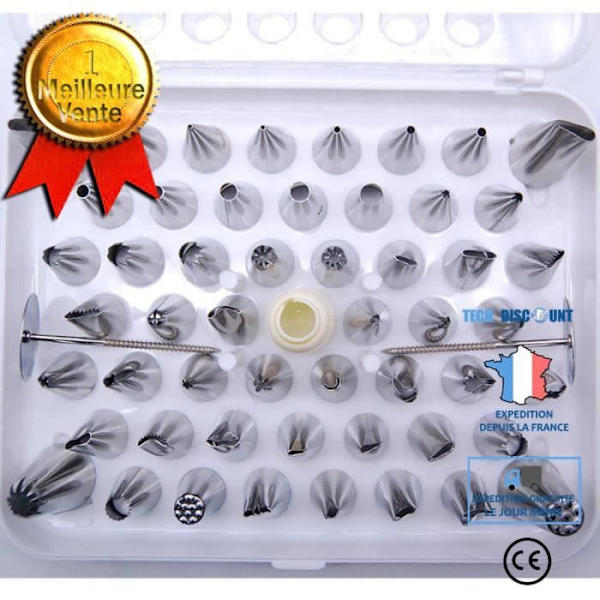 Coffret 52 Dysser Dekorer Fin Inox Pyntesprøjter til Bagning - Rustfrit Stål i Forskellige Størrelser Former Finishs