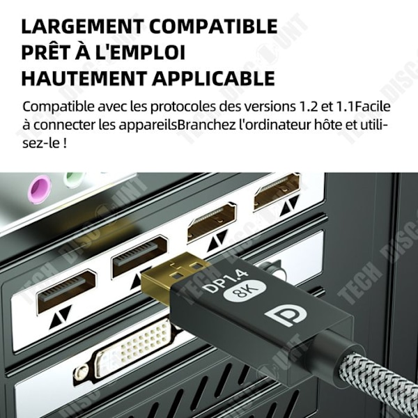 TD Display Port -kaapeli 3M 1.4 Displayport -kaapeli HDMI 8K 60Hz 4K 144Hz 2K 165Hz Display Port DP -kaapeli TV:lle PC:lle Näytönohjaimelle