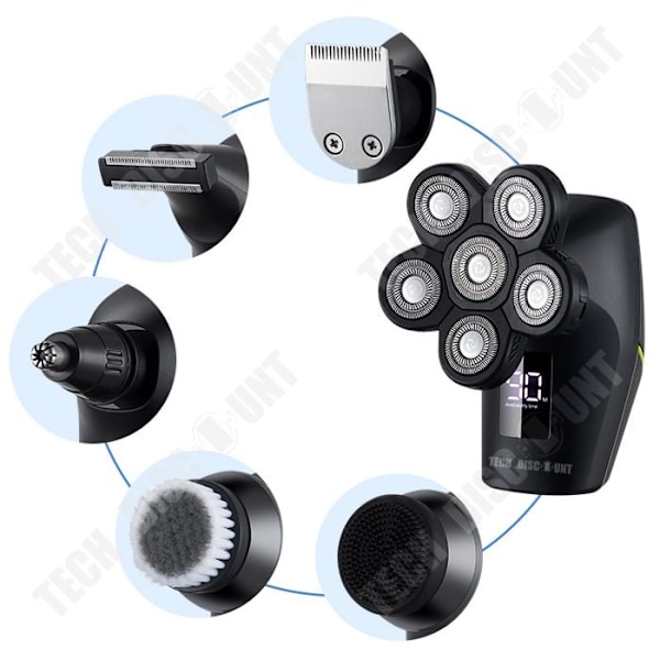 TD® vattentät elektrisk rakapparat Digital Display Razor 6 i 1 Multifunktionell Razor Set Svart present för män