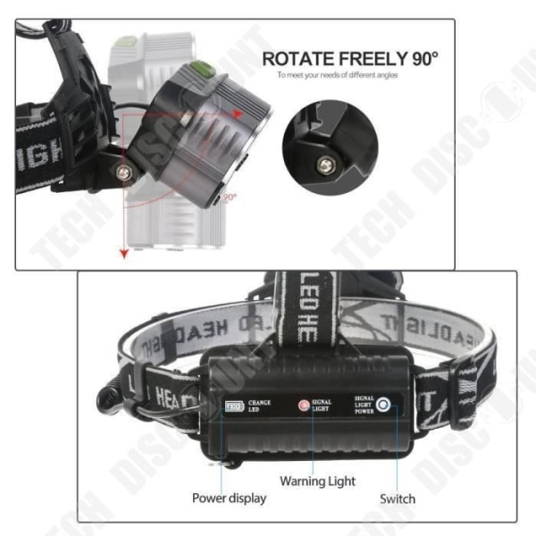 TD® Hovedlys LED belysning strøm batterier lygter lys arbejde camping strand fiskeri lys fem forlygter