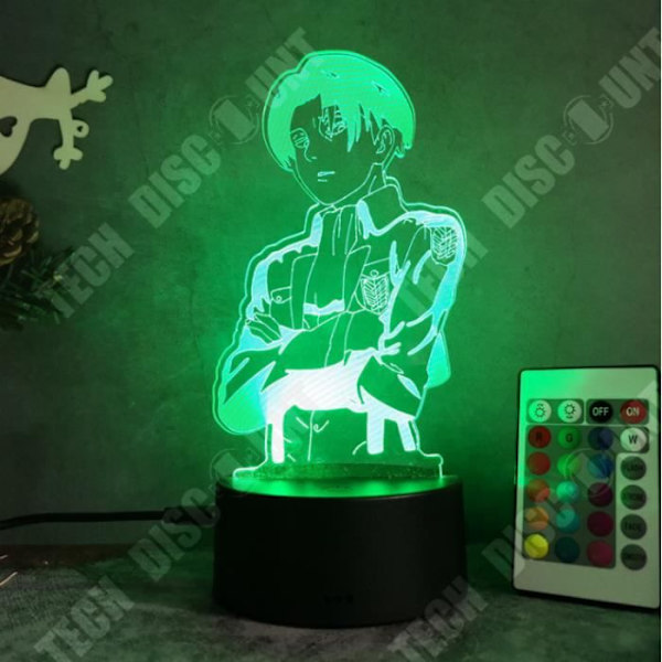 TD® 3D Illusioona Lamppu Led Yövalaisin Animoitu Attack on Titan Kapteeni Levi Ackerman Figuurilamppu 7 Väriä Kosketuslampun.