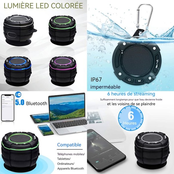 Bluetooth-højttaler - TD - Bærbar - Batteritid 3-8 timer - Bluetooth 5.0 - Vandtæt IPX7