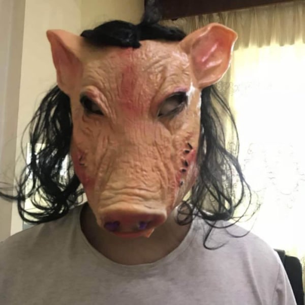 Halloween Saw Horrible Mask Pig Mask Maskerad Mask Kostym Latex Mask @14046